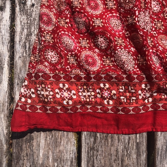 Red boho cotton summer dress - Picture 3 of 9